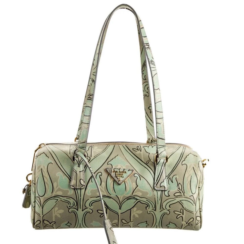 PRADA Saffiano Floral Bauletto Bag - Great Condition
